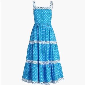 J. Crew Factory blue block-print midi dress